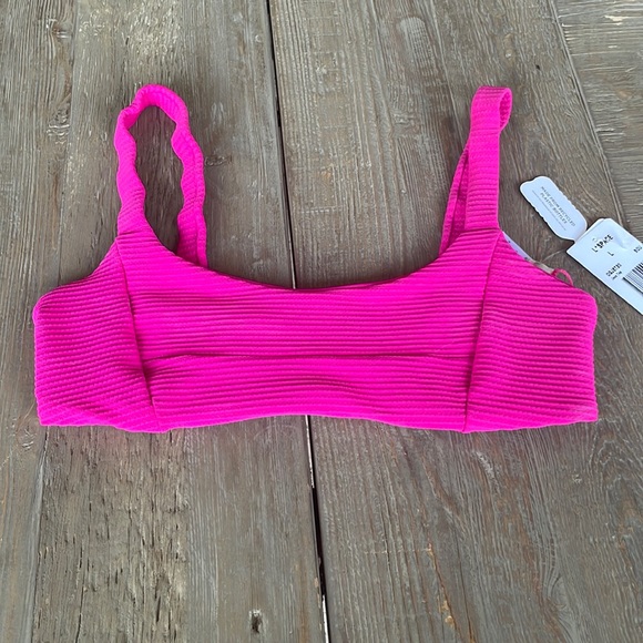 L*Space Jess Textured Bikini Top Pink NWT